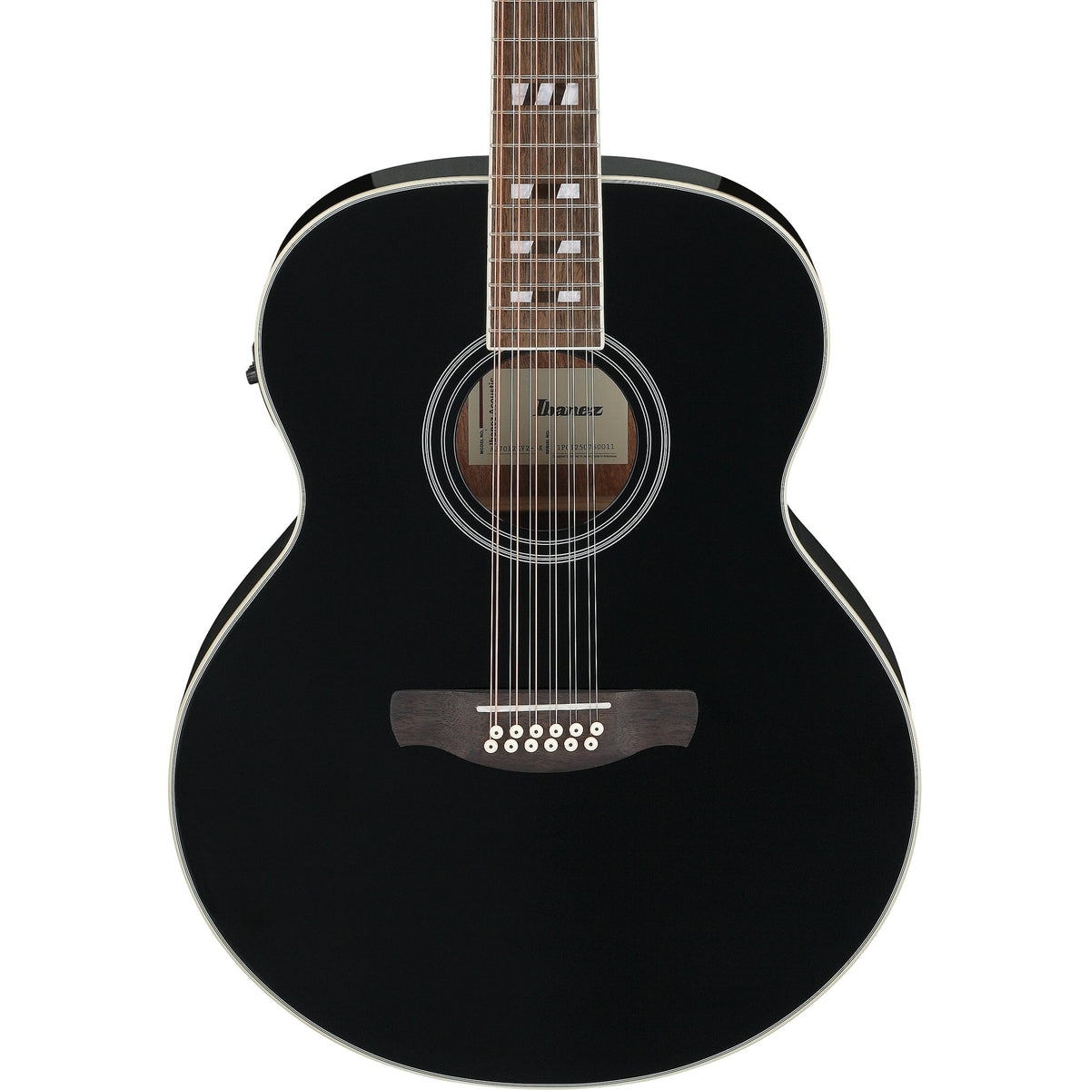 Ibanez AJ7012M1E AJ 12-String Acoustic Electric Guitar - Black High Gloss