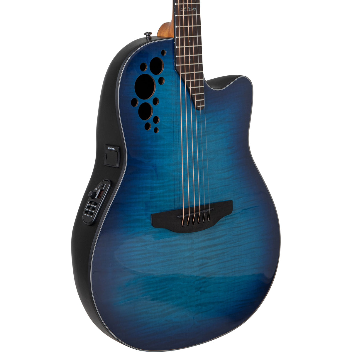 Ovation E-Acoustic Guitar Celebrity Elite Plus Mid Cutaway - Blue Flamed Maple