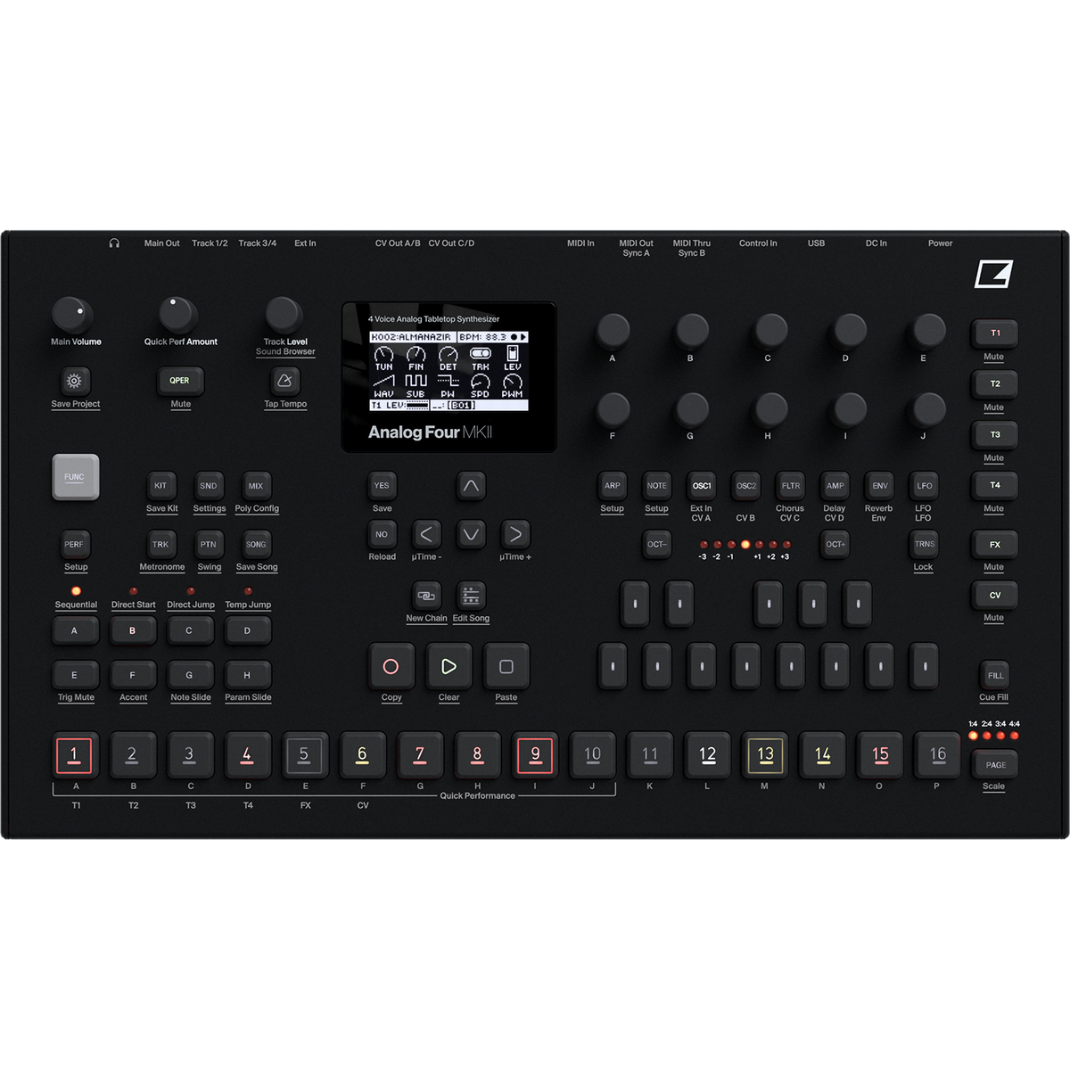 Elektron Analog Four MKII Black 4-voice Analog Synthesizer with Sequencer
