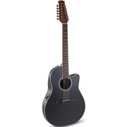 Ovation Applause AB2412-5S Mid Depth Acoustic Electric Guitar - Black Satin